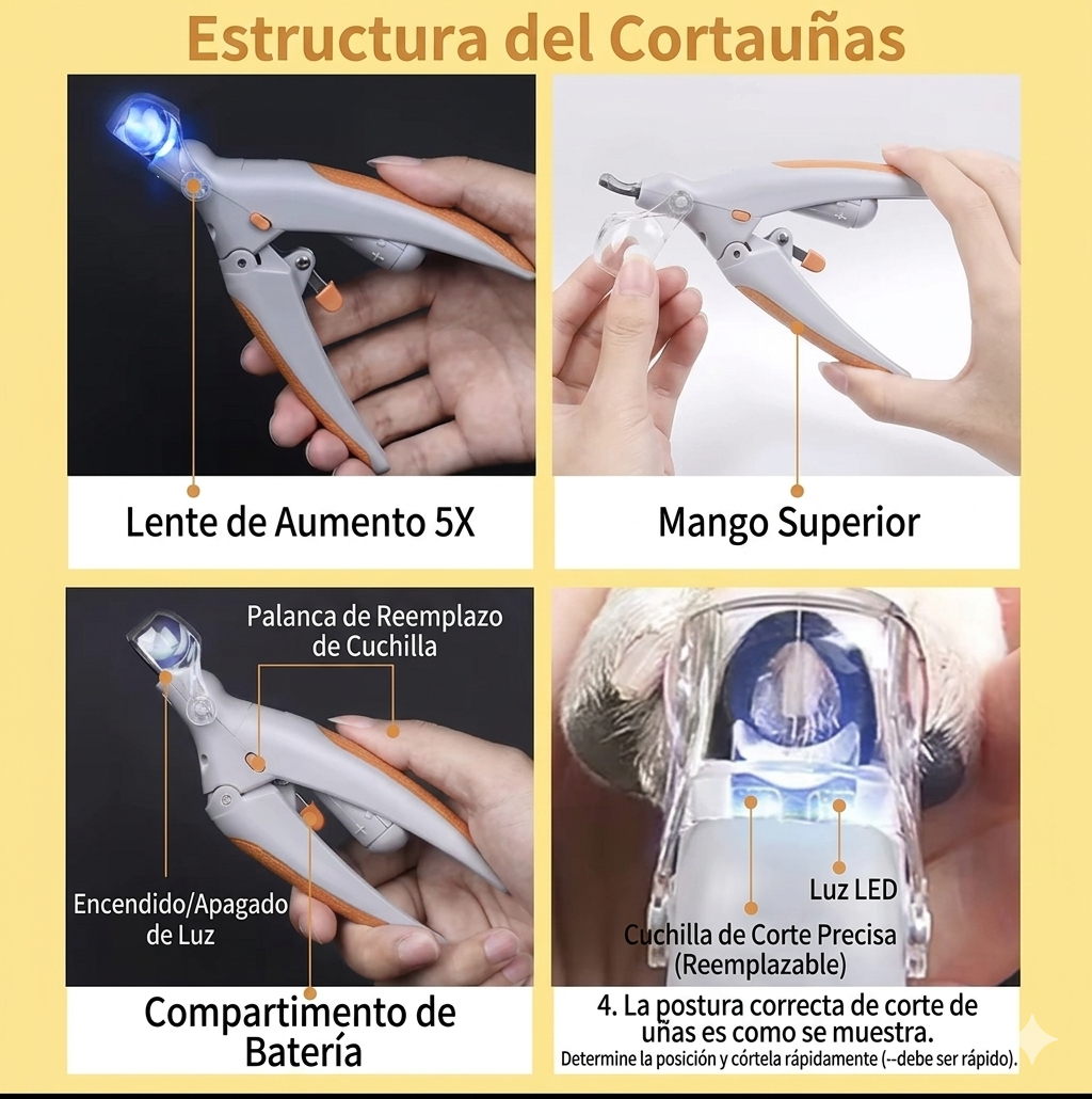 SafeTrim™: Cortauñas Profesional con Guía LED