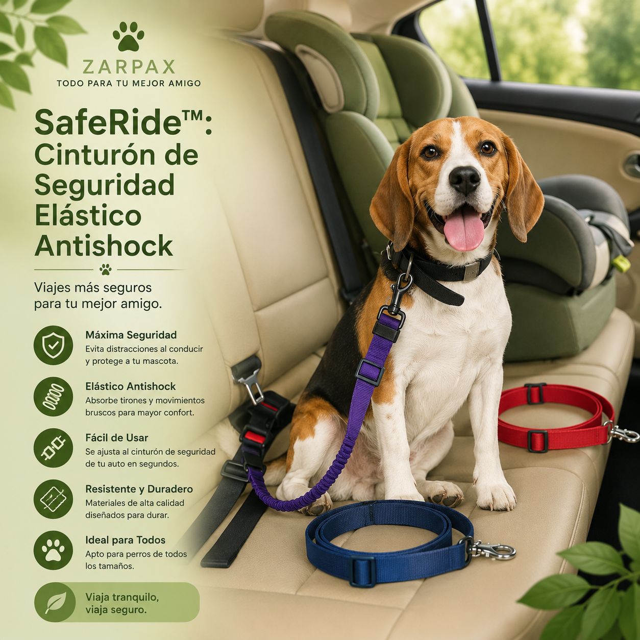 SafeRide™: Cinturón de Seguridad Elástico Antishock