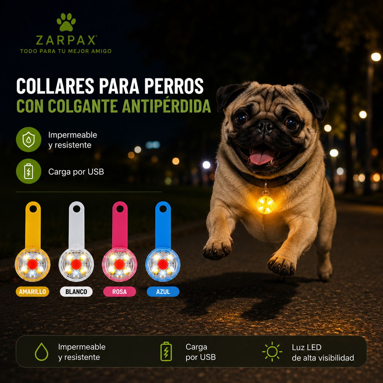 GlowGuard™: Luz LED de Seguridad para Paseos Nocturnos