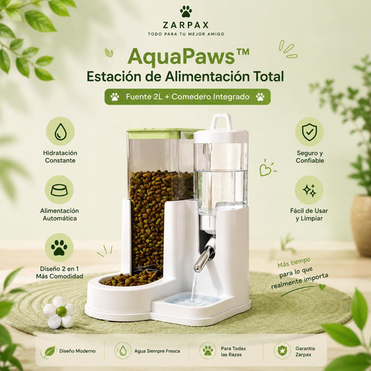 AquaPaws™ Estación de Alimentación Total - Fuente 2L + Comedero Integrado