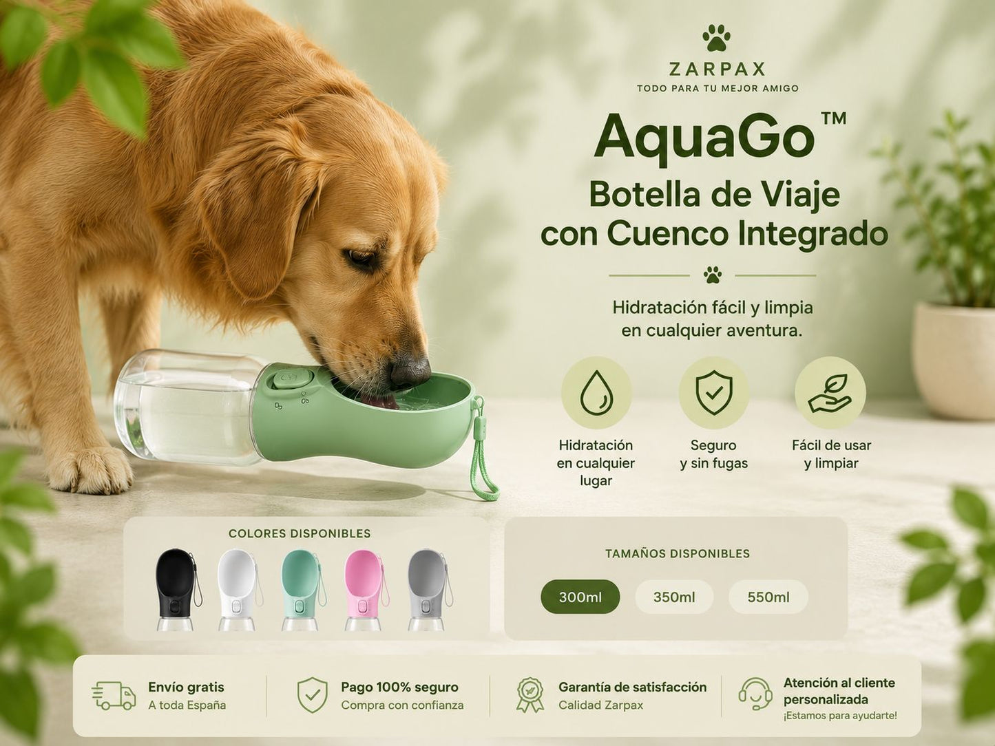 AquaGo™: Botella de Viaje con Cuenco Integrado