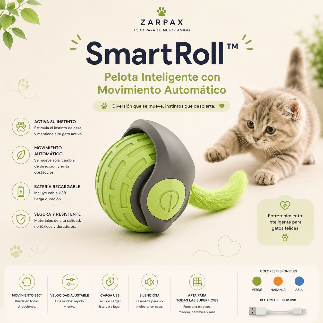 SmartRoll™: Pelota Inteligente con Movimiento Automático