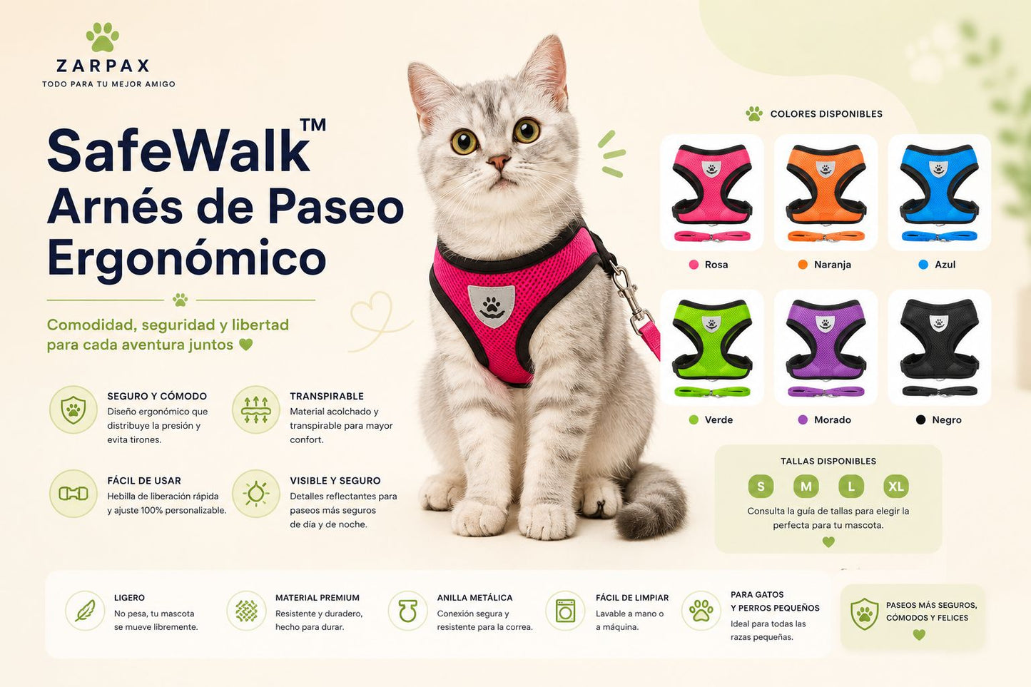 SafeWalk™ Arnés de Paseo Ergonómico