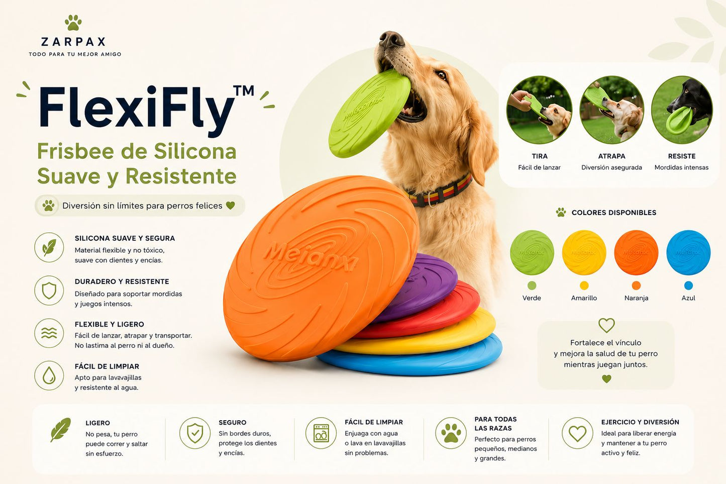 FlexiFly™: Frisbee de Silicona Suave y Resistente